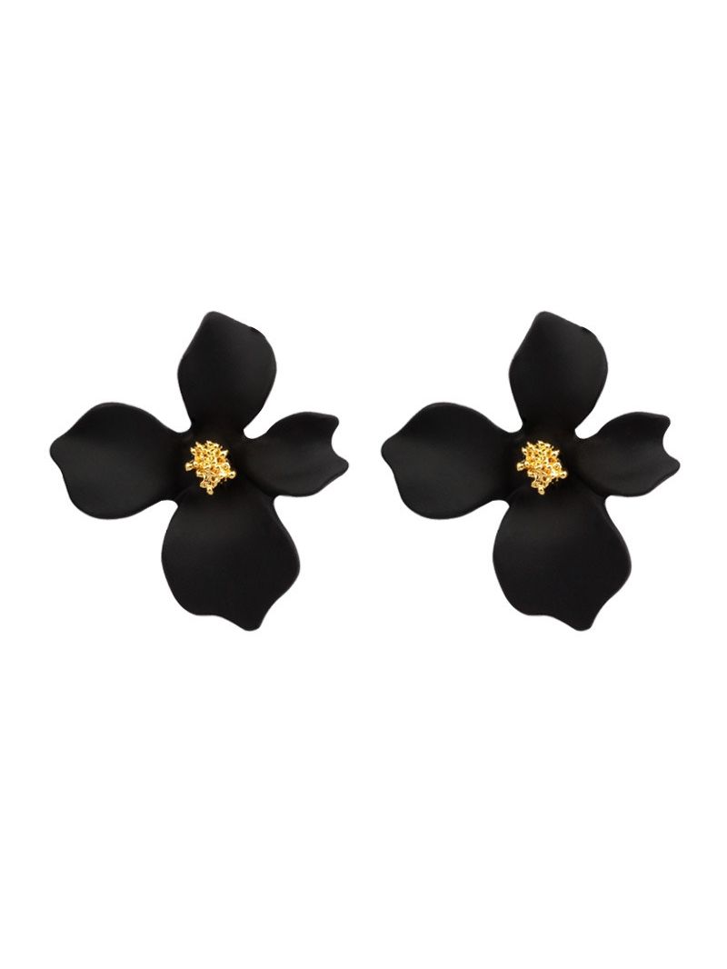Lilly flower earring, black Svart