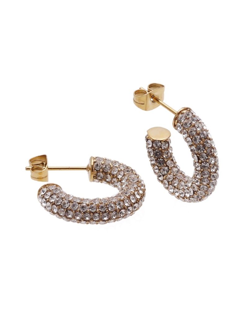 Lola Crystal Hoop Gold  Gul