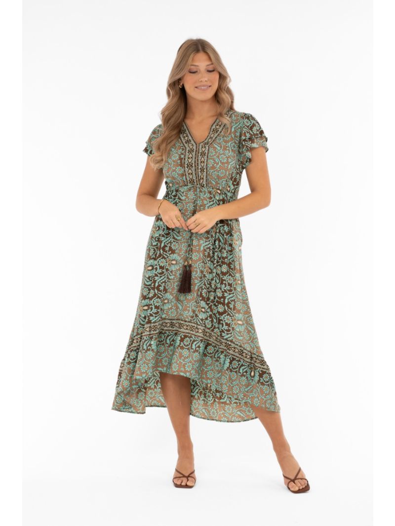 Hollis Dress Azur/Coffee/Gold
