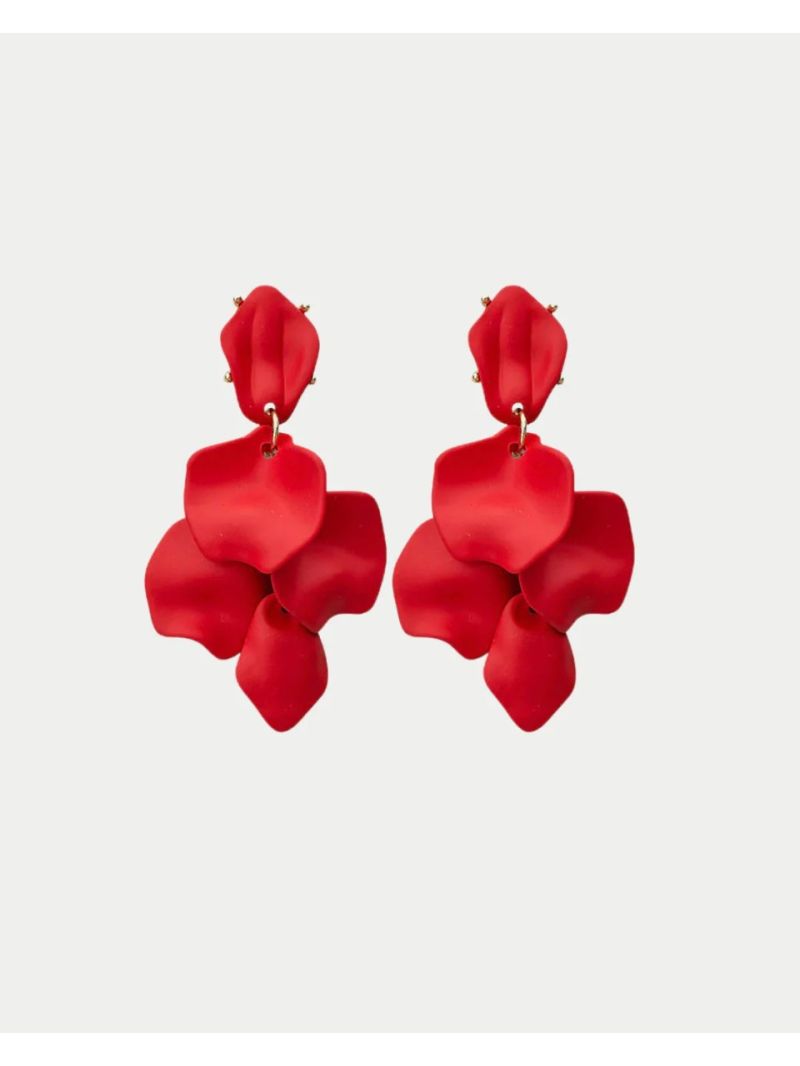 Leaf Earrings Röd One Size Röd