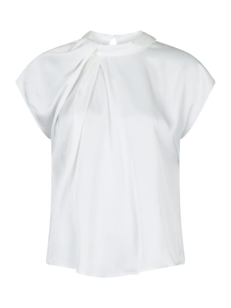 Fleur Drapy Satin Blouse Off White