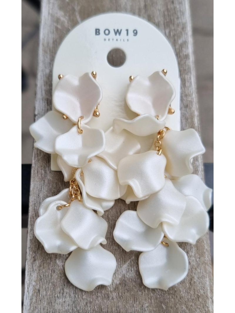 Leaf Errings Mini Pearl White