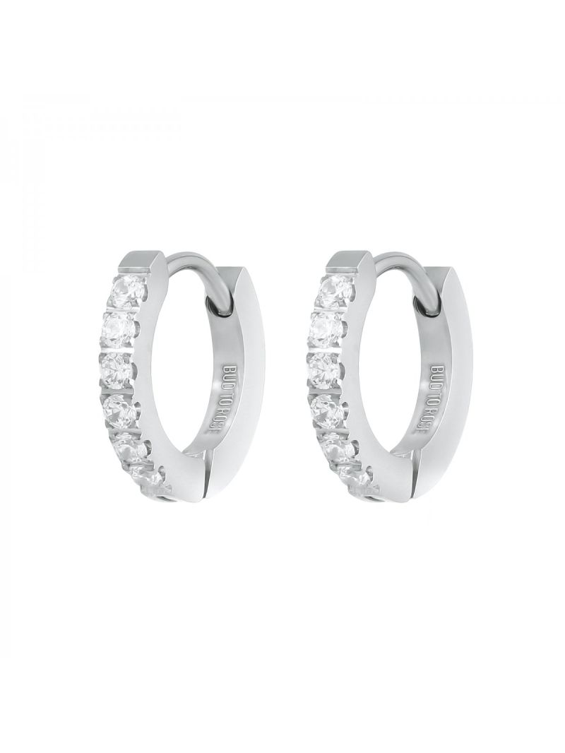 Crown Huggie Clear/Steel Silver