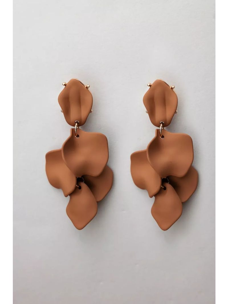 Leaf Earrings Camel