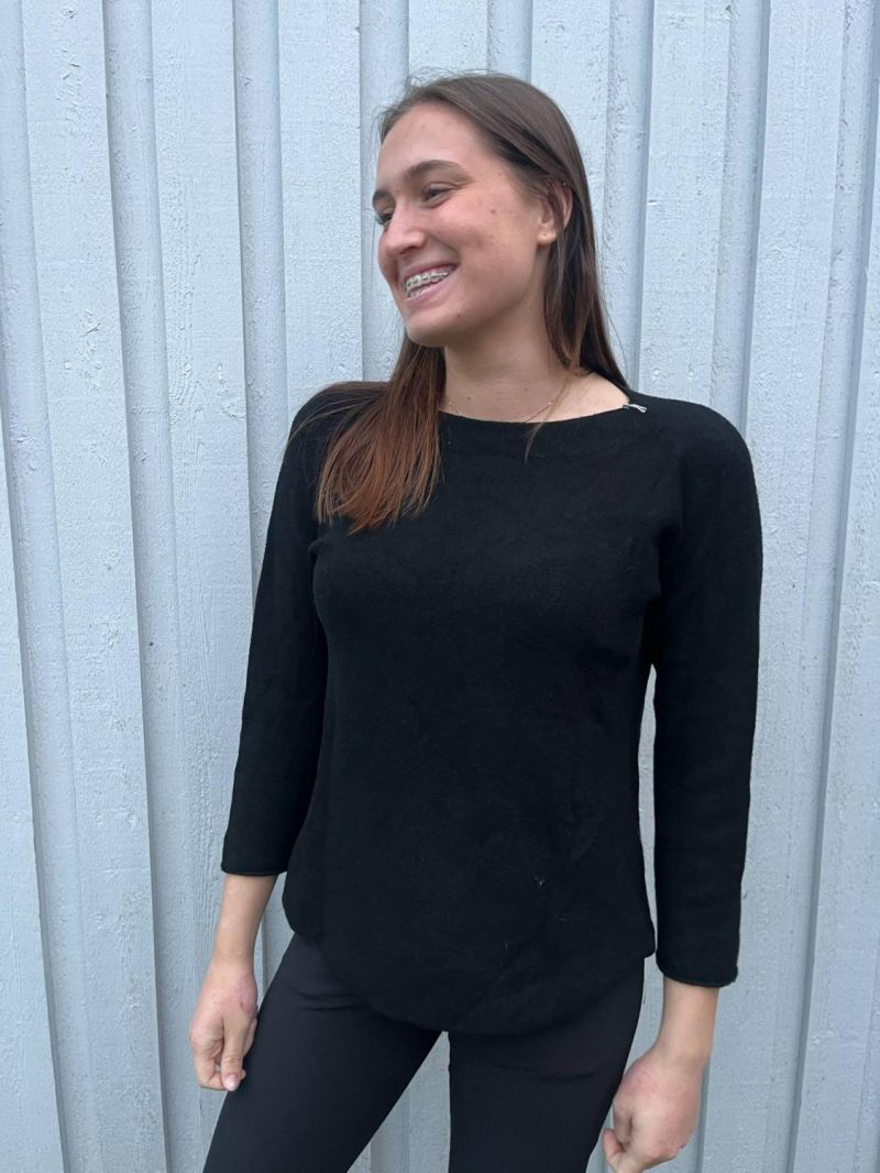 Stickad tröja Rund hals Svart