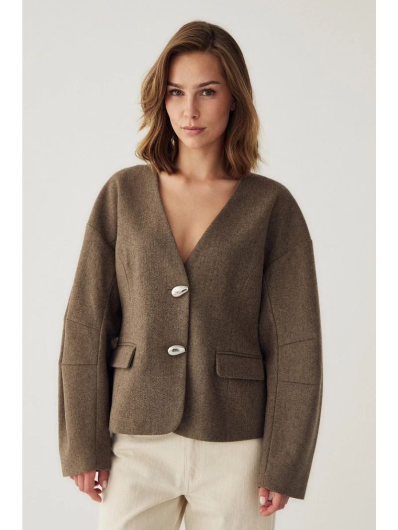 N-Mallie Blazer Brown Herringbone