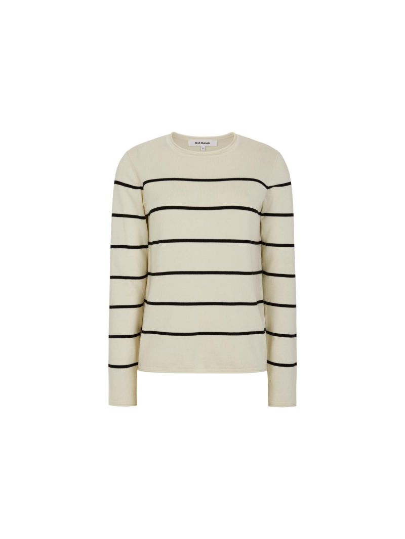 SRMarla O-neck Roll Edge Stripe Knit Arctic Wolf