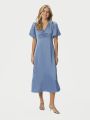 Illana Heavy Sateen Dress Smoke Blue