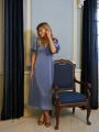 Illana Heavy Sateen Dress Smoke Blue