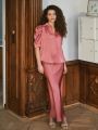 Roella Heavy Sateen Blouse Cherry pink