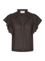 Vinsa S Voile Top Dark Beown