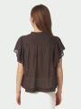 Vinsa S Voile Top Dark Beown