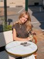 Vinsa S Voile Top Dark Beown