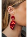 Leaf Earrings Metallic Röd One Size