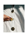 Maja- Black Flower botton charm gold