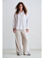 BLOUSE WHITE - AUBERGINE STRIPE