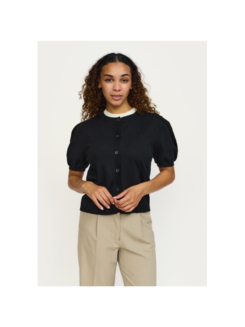 SRMaria SS O-neck cardigan Svart