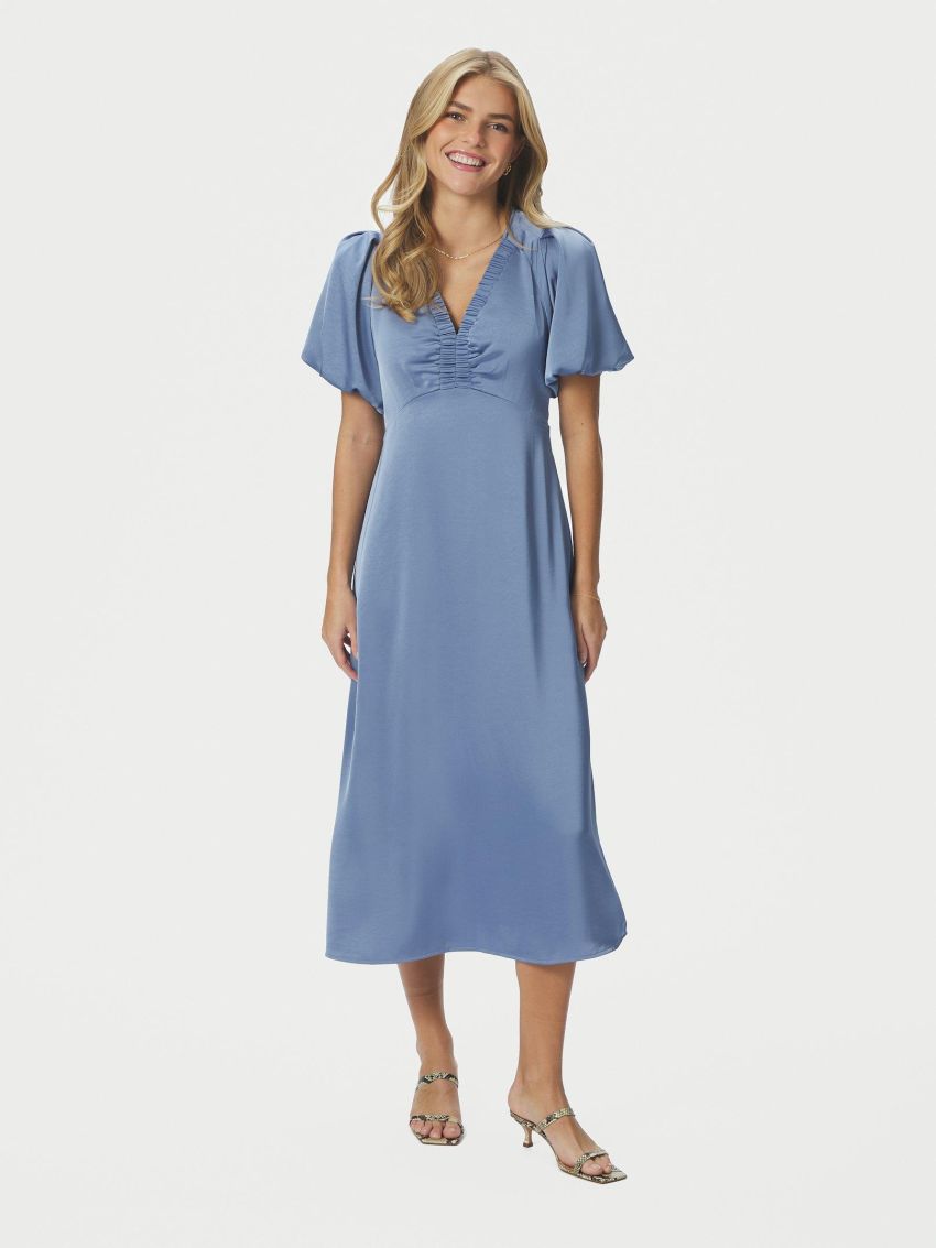 Illana Heavy Sateen Dress Smoke Blue