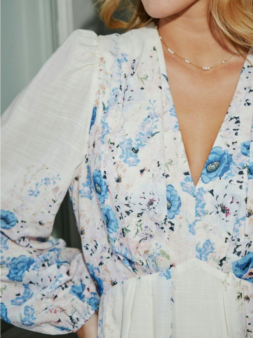 Sifi Flower Print Dress Blue