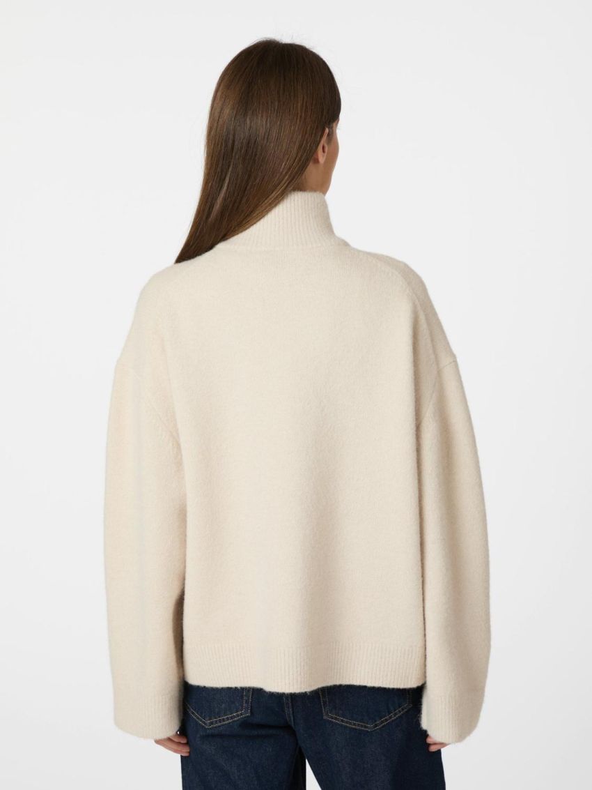 Asley Zip Knit Cardigan Ivory