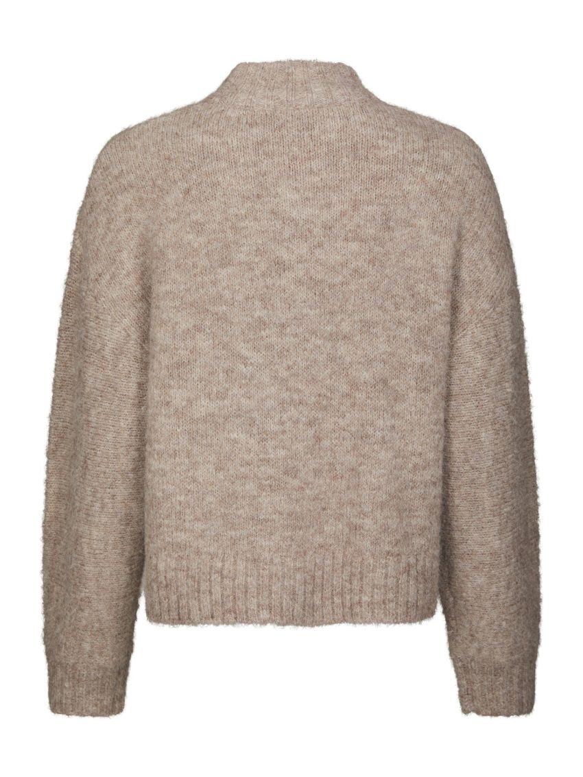 Taura Fluffy Knit Cardigan Beige Melange