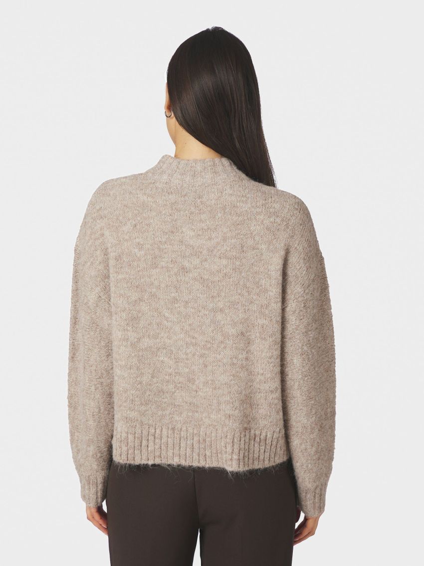 Taura Fluffy Knit Cardigan Beige Melange