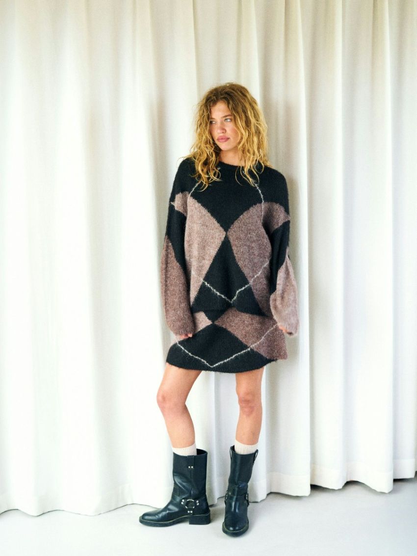 Inga Check Fluff Knit Blouse