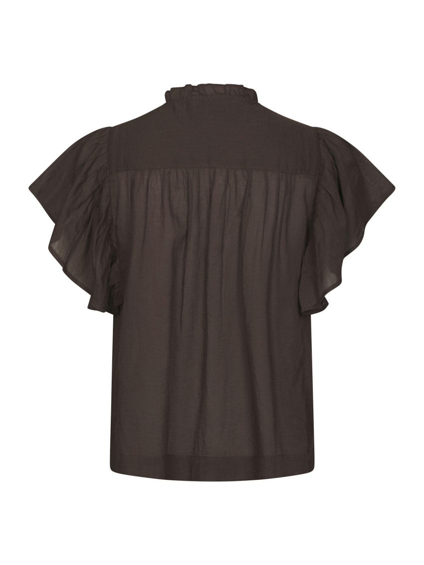 Vinsa S Voile Top Dark Beown