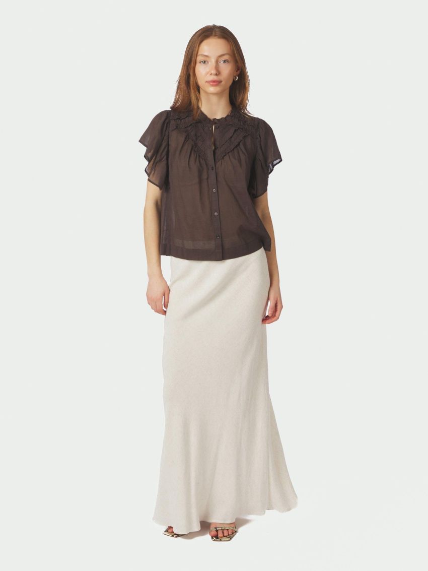 Vinsa S Voile Top Dark Beown