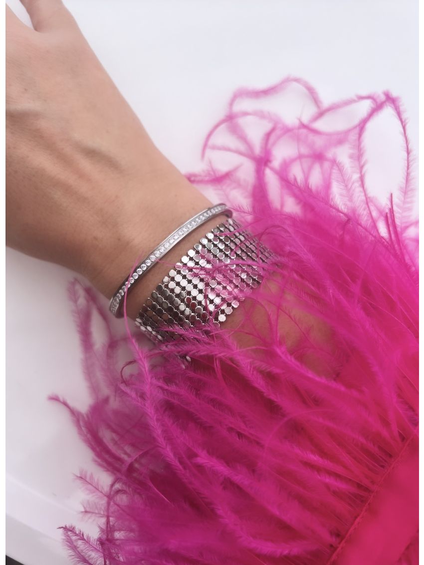 Celine crystal bangle, clear steel