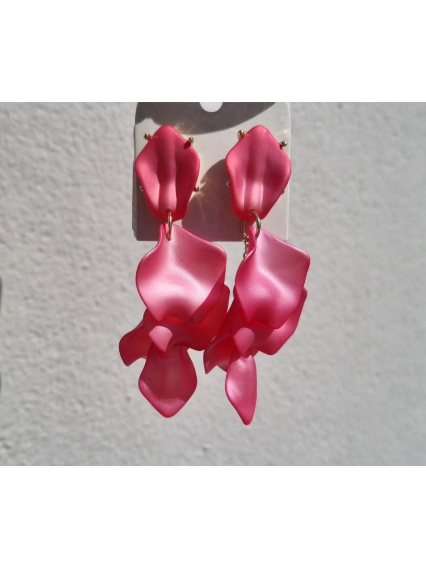 Leaf Earrings Pearl Strong Pink