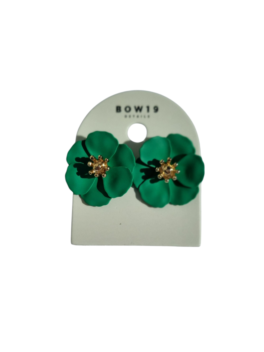 Flower Small Earrings Strong Green