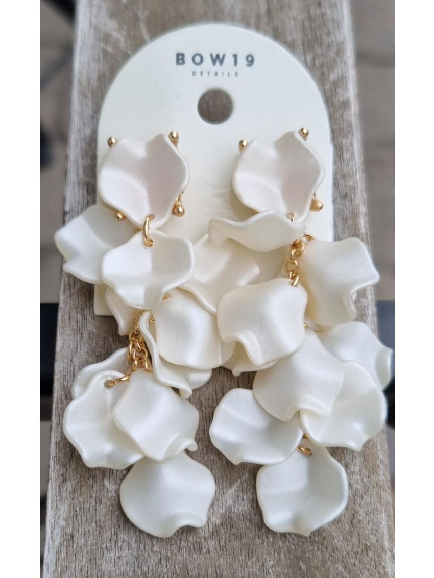 Leaf Errings Mini Pearl White