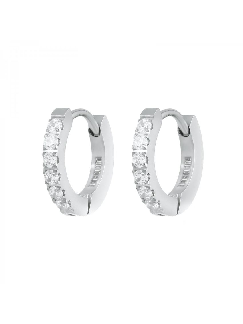 Crown Huggie Clear/Steel Silver