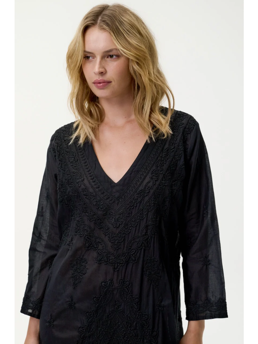 Embroidery Long Goa Black