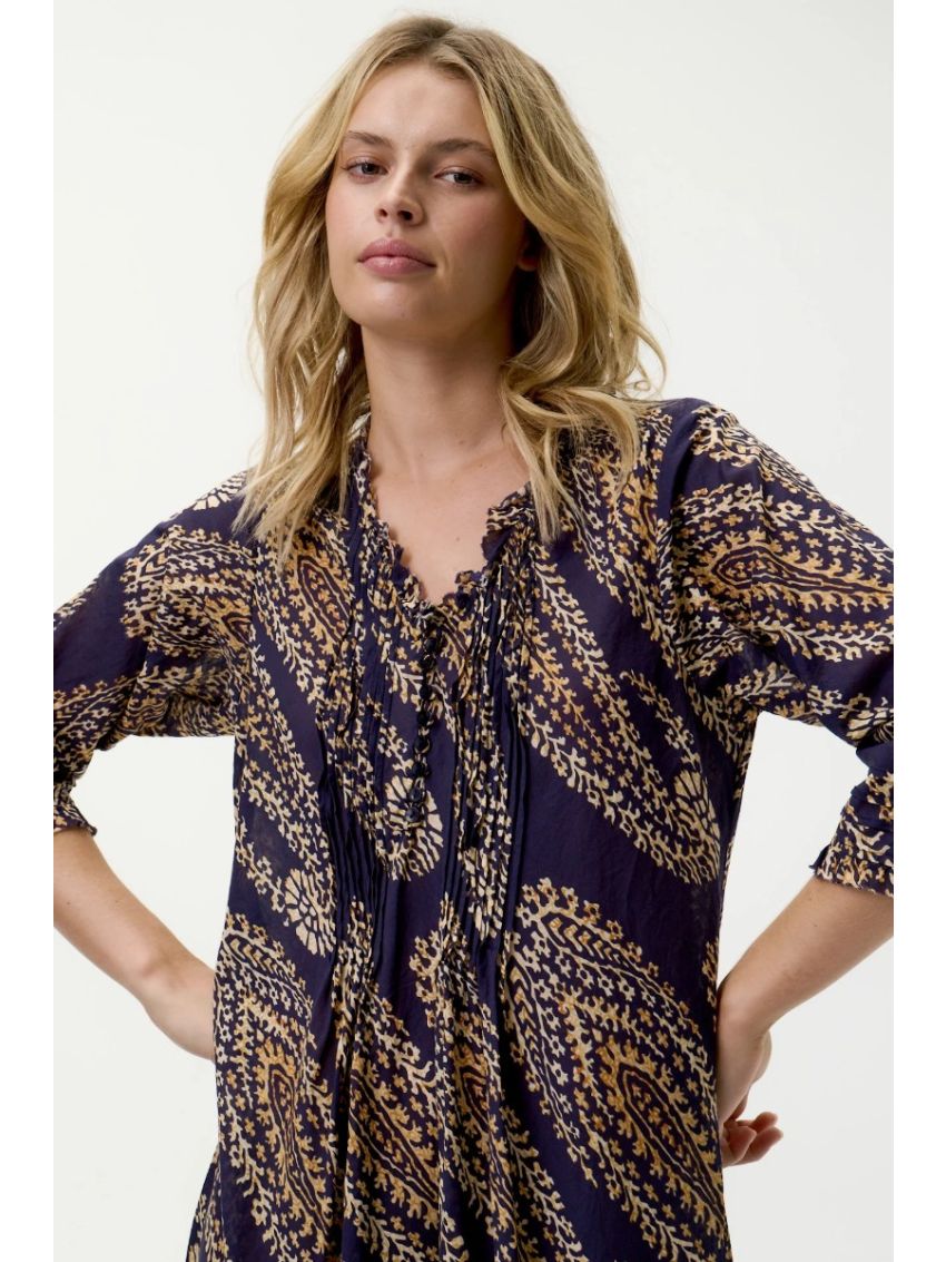 Provence Long Poppy Navy Paisley