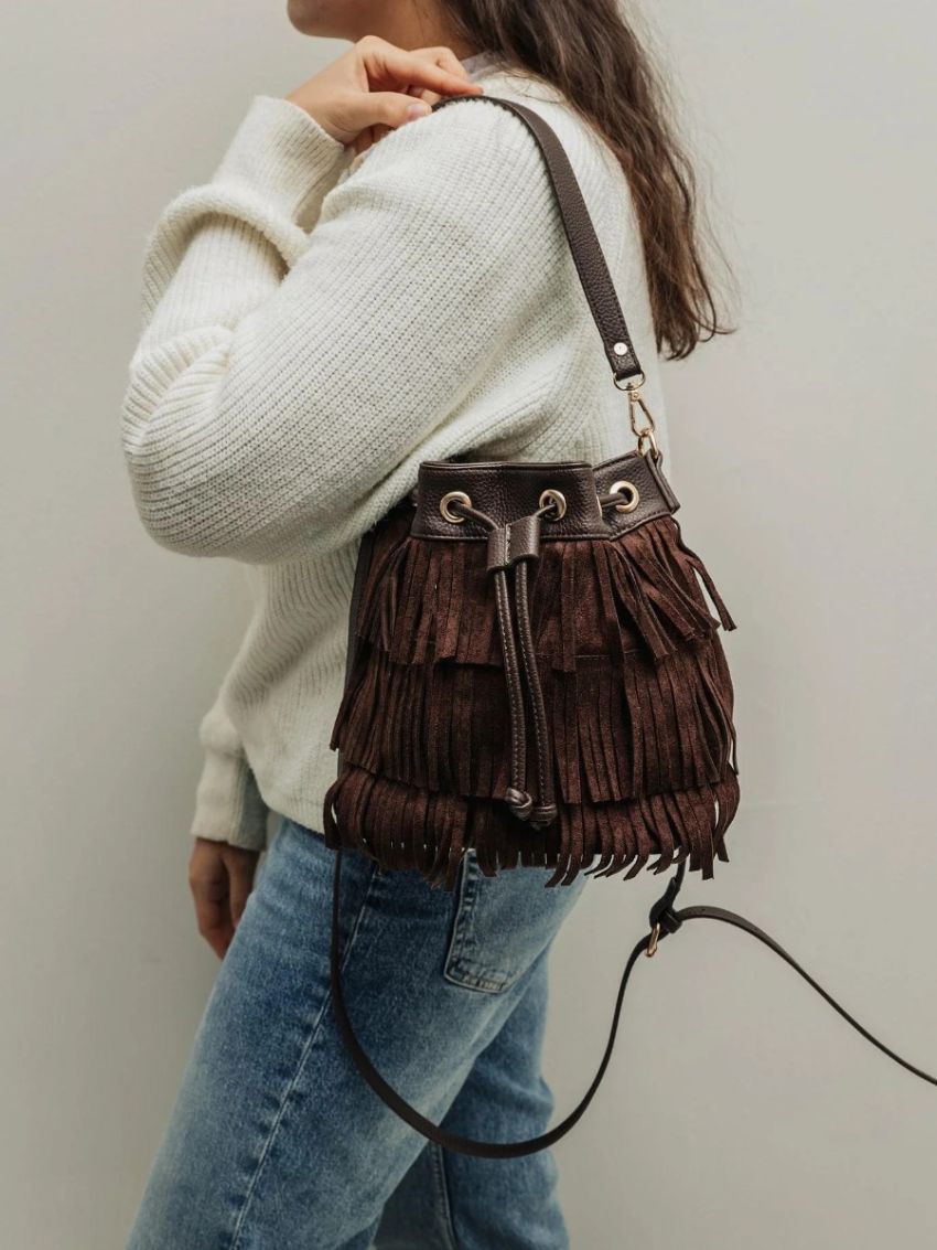 Jade Bucket Bag Frill Brun Brun