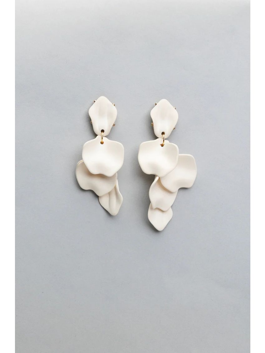 Leaf Earrings White Mat