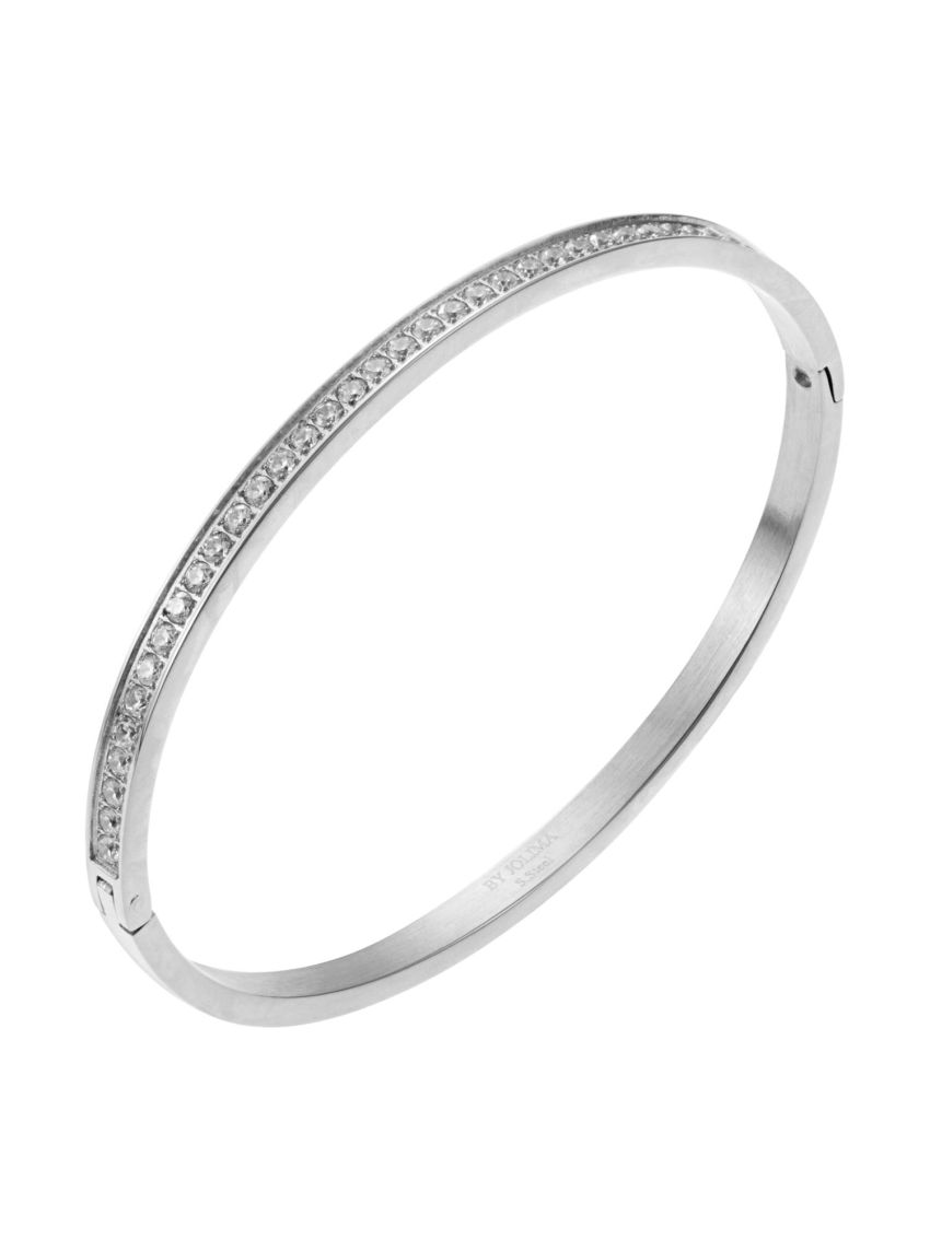 Celine crystal bangle, clear steel