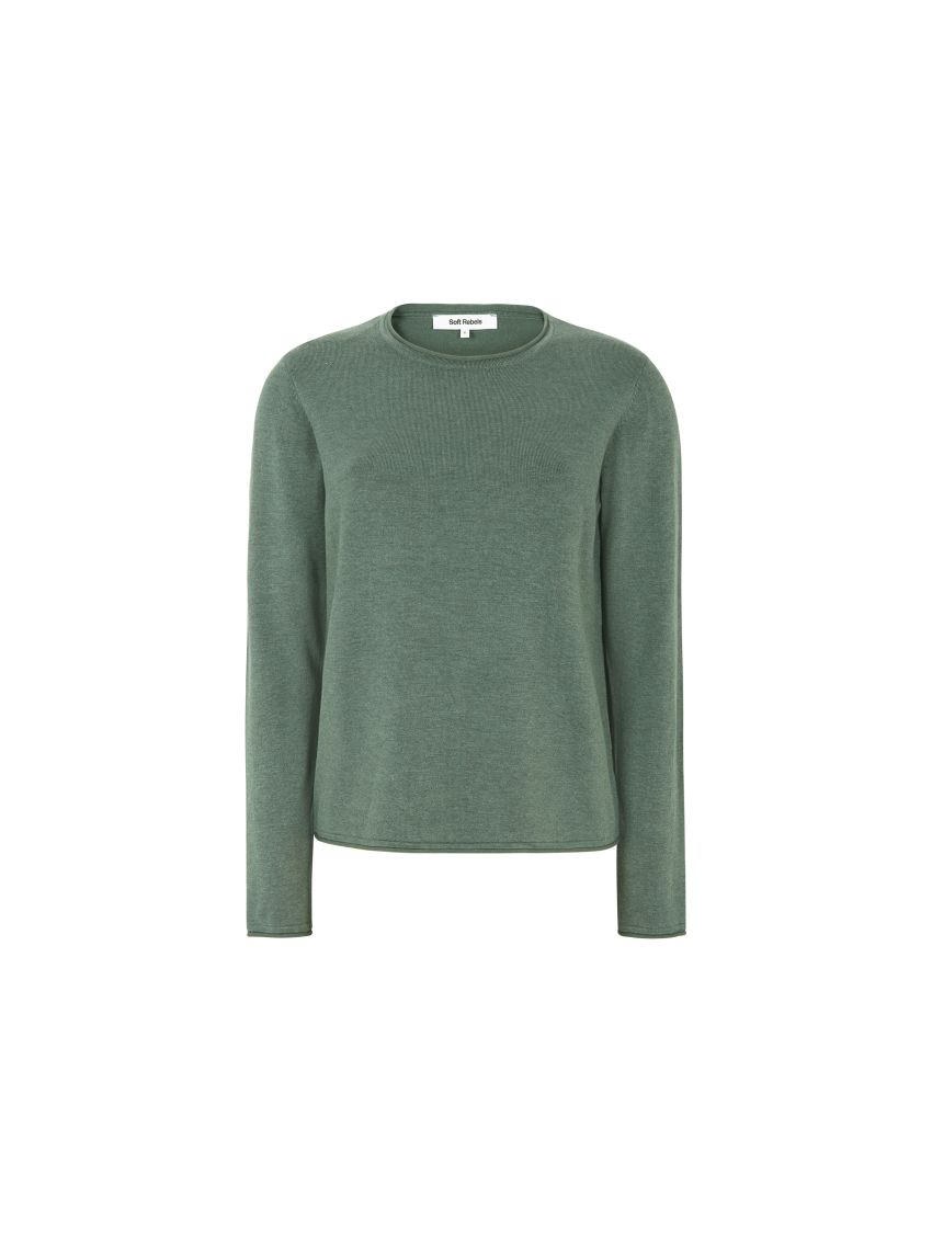 SRMaria O-neck rolledge knit balsam green