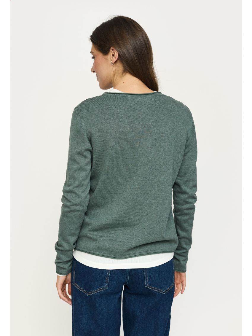 SRMaria O-neck rolledge knit balsam green