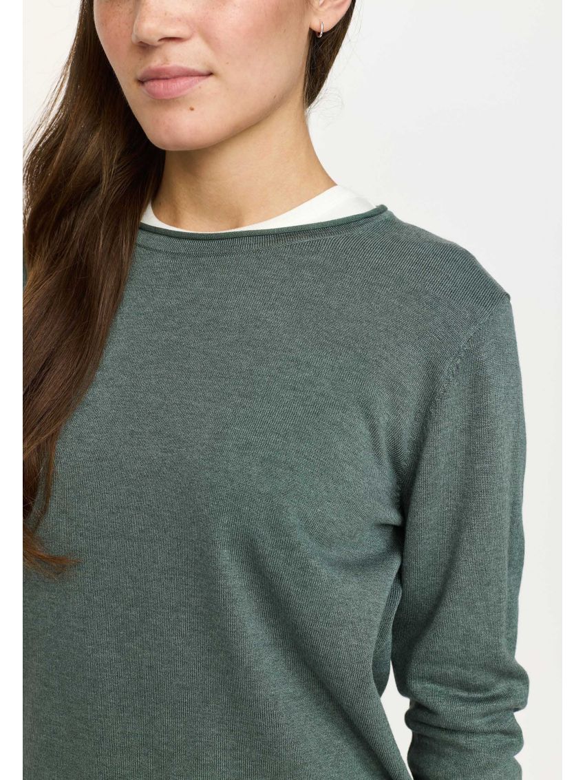 SRMaria O-neck rolledge knit balsam green