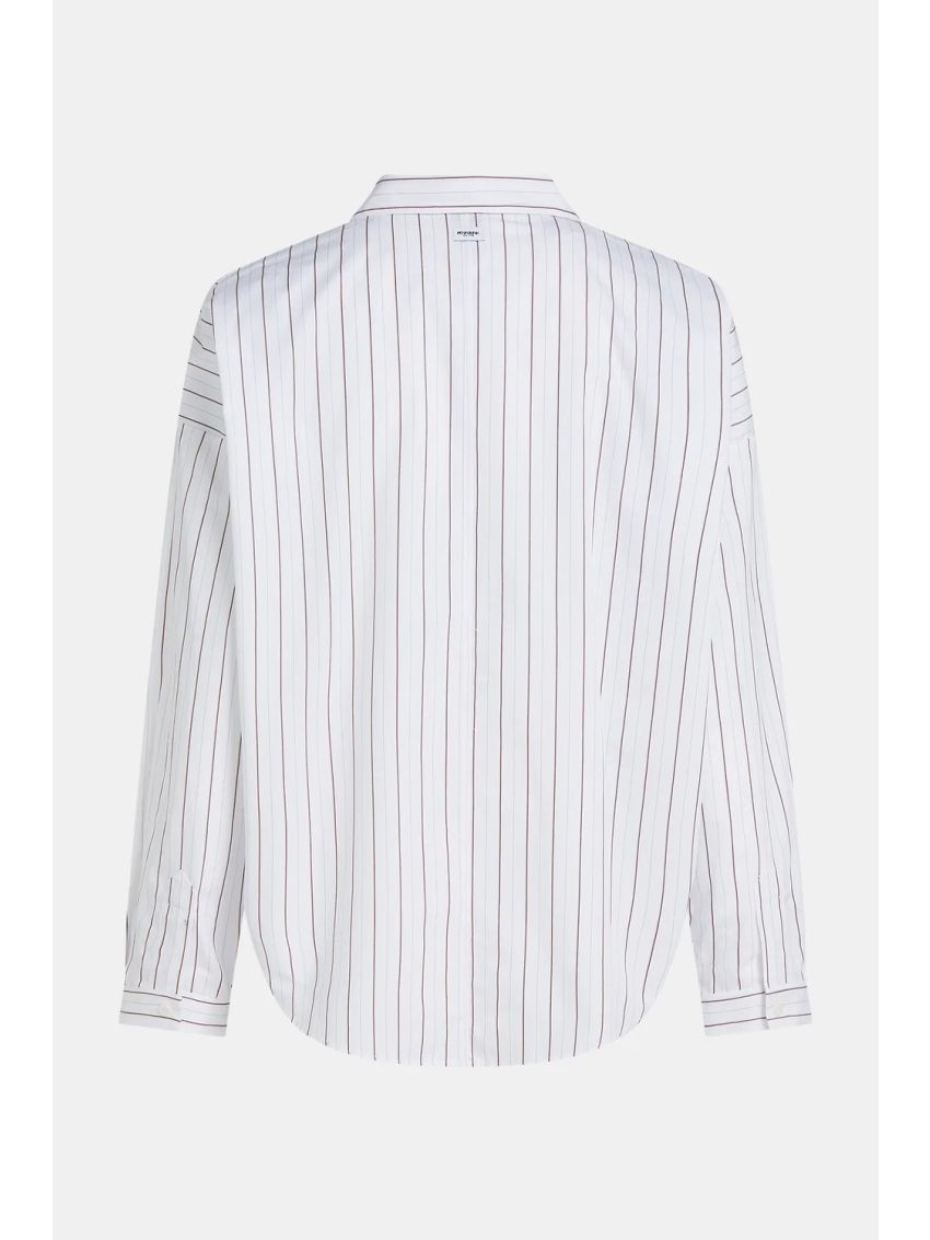 BLOUSE WHITE - AUBERGINE STRIPE