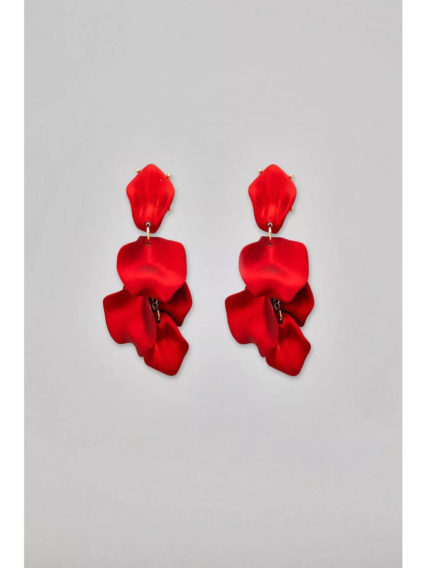 Leaf Earrings Metallic Röd One Size