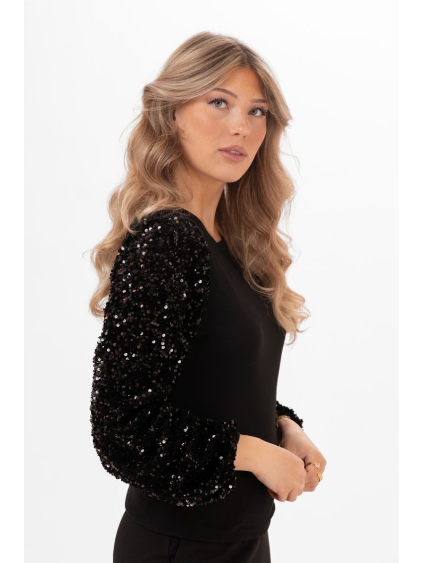 Eden Sequin Top Black
