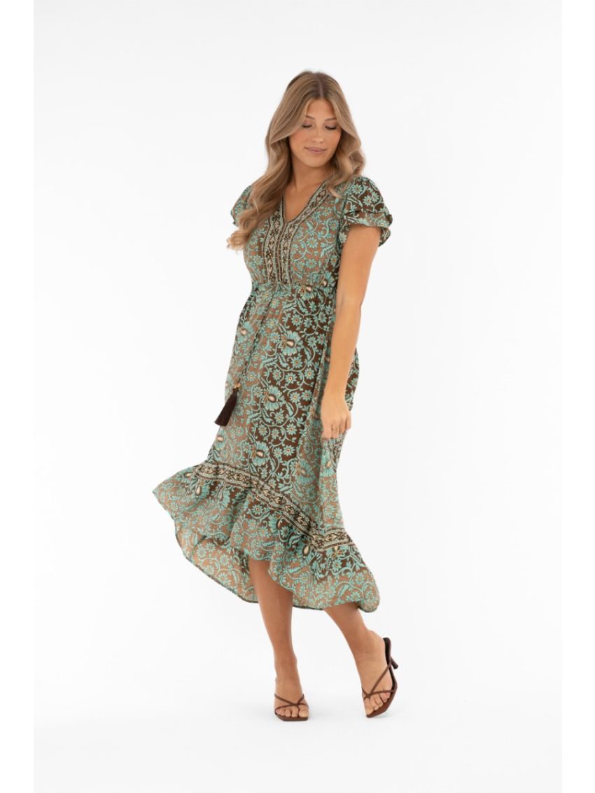 Hollis Dress Azur/Coffee/Gold
