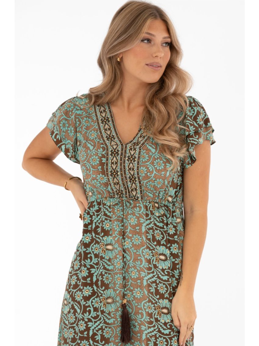 Hollis Dress Azur/Coffee/Gold