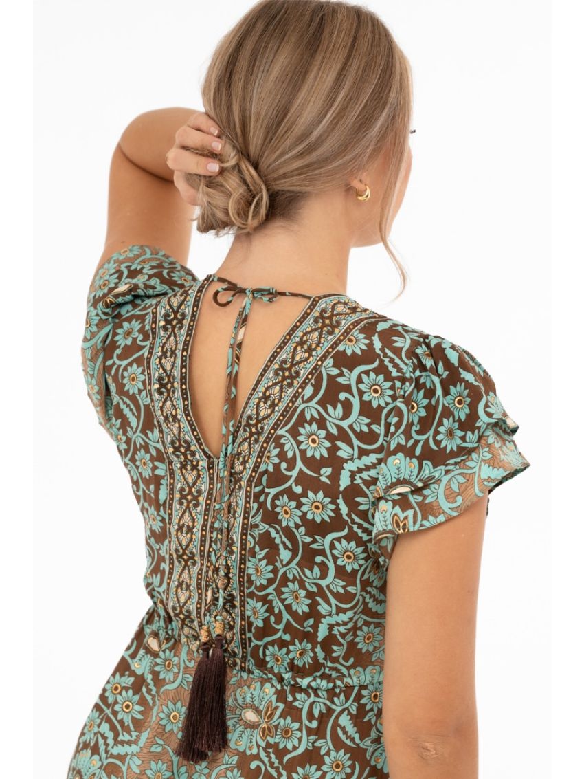 Hollis Dress Azur/Coffee/Gold