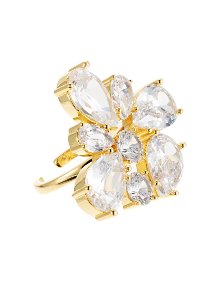 Crown crystal ring gold