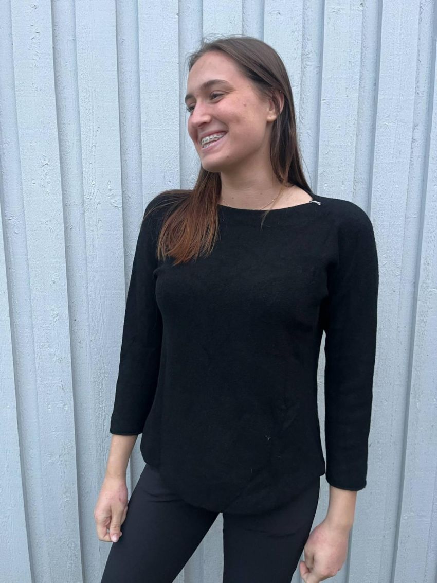 Stickad tröja Rund hals Svart